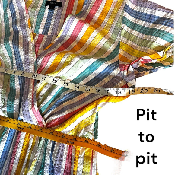 J.Crew Faux-wrap Midi Sundress, 12, Rainbow Gingham Seersucker Multi-colour - Picture 5 of 16